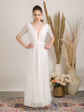 Load image into Gallery viewer, Elegant and simple long sleeves wedding dress