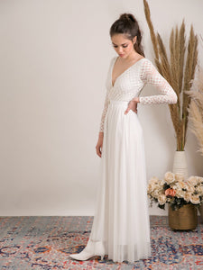 Long sleeves wedding dress