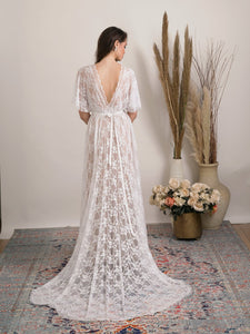 Bohemian lace wedding dress