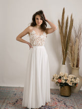 Load image into Gallery viewer, Delicate boho wedding dress for a women who wants to feel free and comfortable
