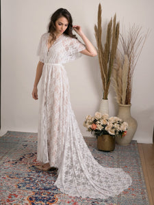 Bohemian lace wedding dress